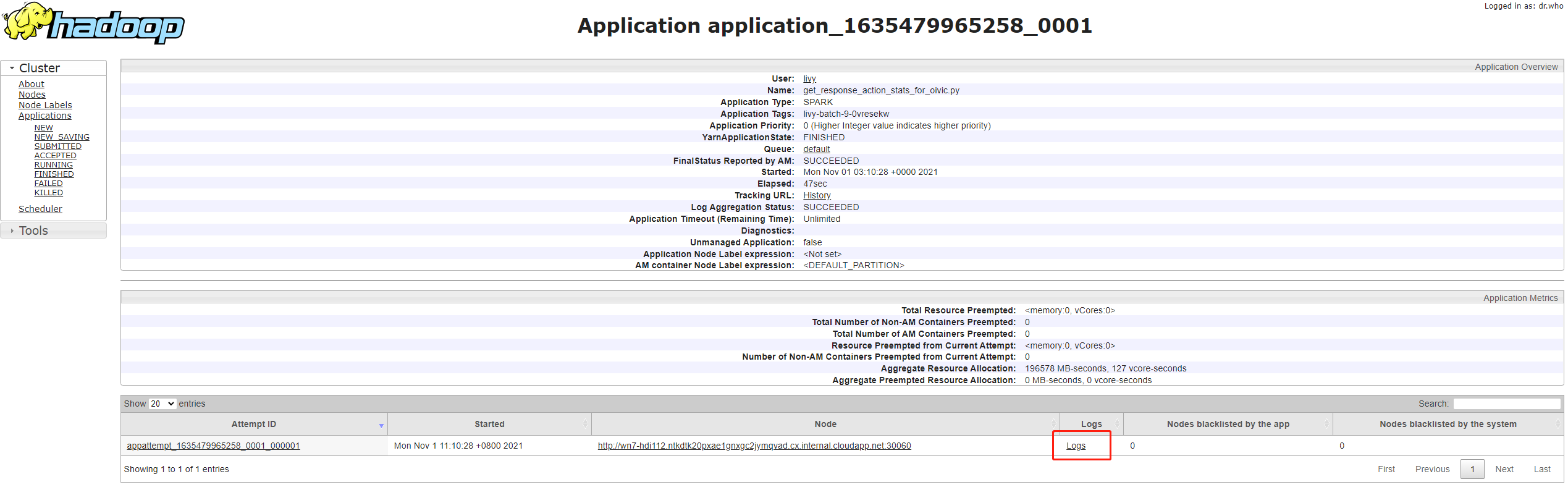 yarn-application-id-logs